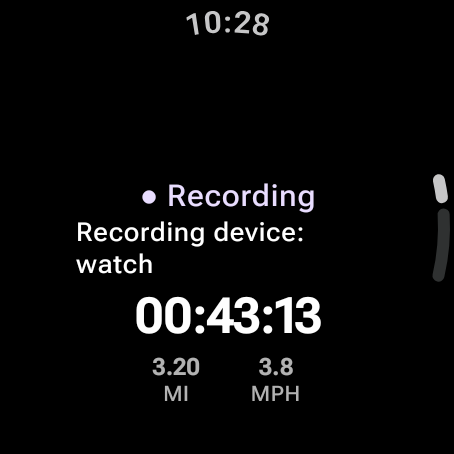 River People 2.1 recording screen on Wear OS, simulator demonstration